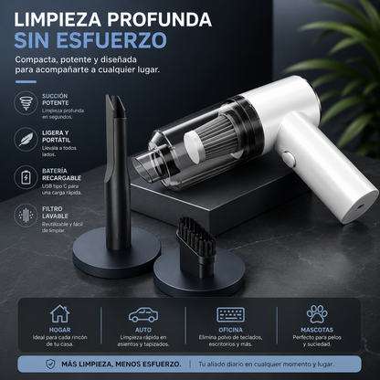 Aspiradora Portátil Inalámbrica de Alta Potencia para Auto y Hogar
