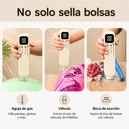 Selladora al Vacío + Inflador Portátil 3 en 1